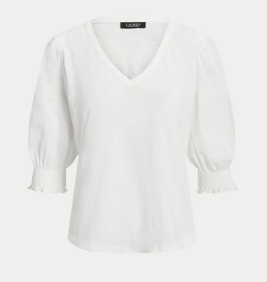LAUREN RALPH LAUREN Cotton Slub Jersey Puff-Sleeve Tee