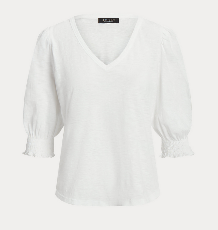 LAUREN RALPH LAUREN Cotton Slub Jersey Puff-Sleeve Tee