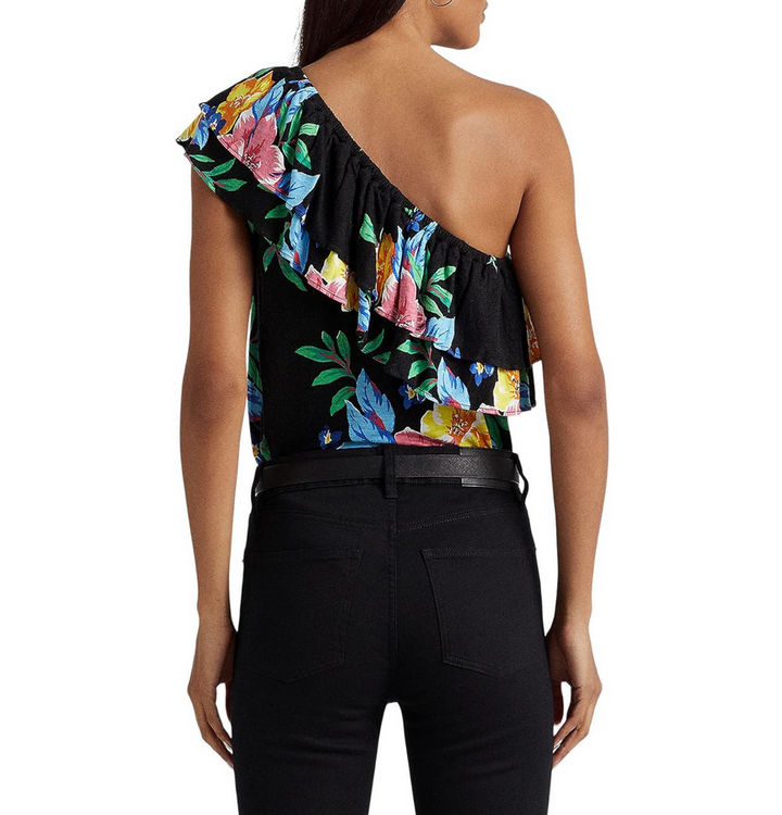 LAUREN RALPH LAUREN Floral Jersey One-Shoulder Top