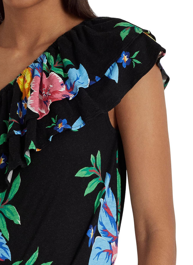 LAUREN RALPH LAUREN Floral Jersey One-Shoulder Top