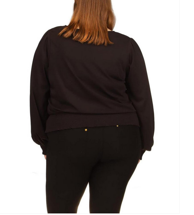 Michael Kors Solid Long Sleeve Smocked Top