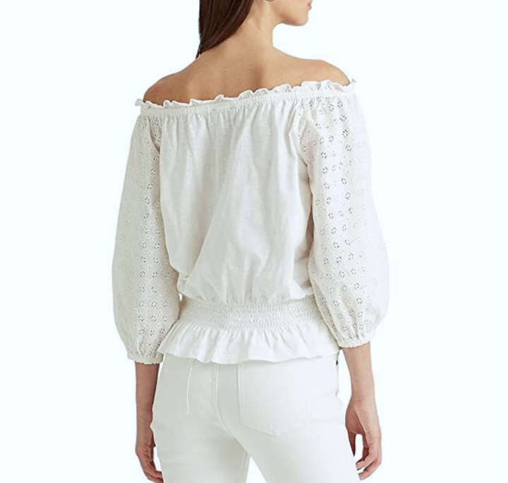 LAUREN RALPH LAUREN Off-The-Shoulder Eyelet Top