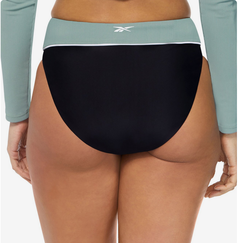 Reebok Colorblock Ribbed High-Waist Bikini Bottoms