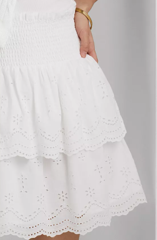 LAUREN RALPH LAUREN Eyelet-Embroidered Cotton Miniskirt