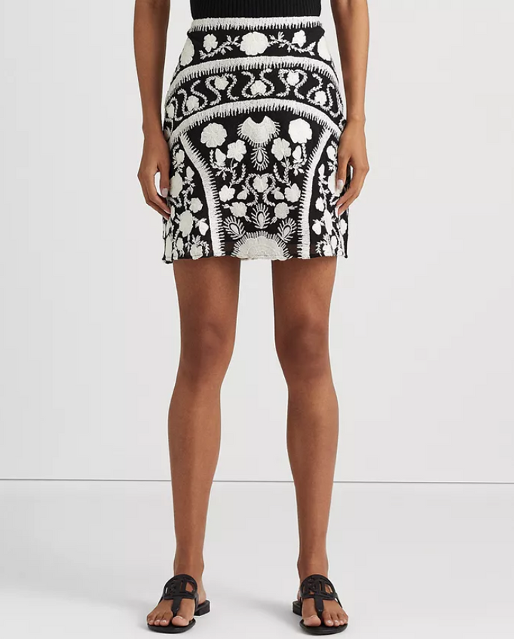 LAUREN RALPH LAUREN Embroidered Tulle Miniskirt