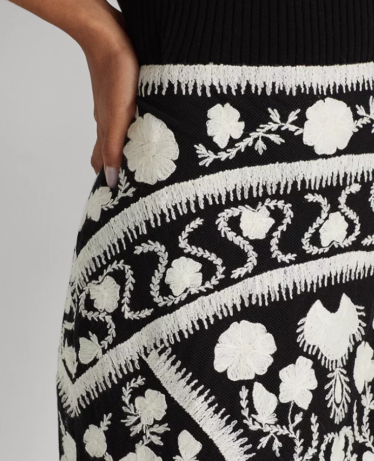 LAUREN RALPH LAUREN Embroidered Tulle Miniskirt