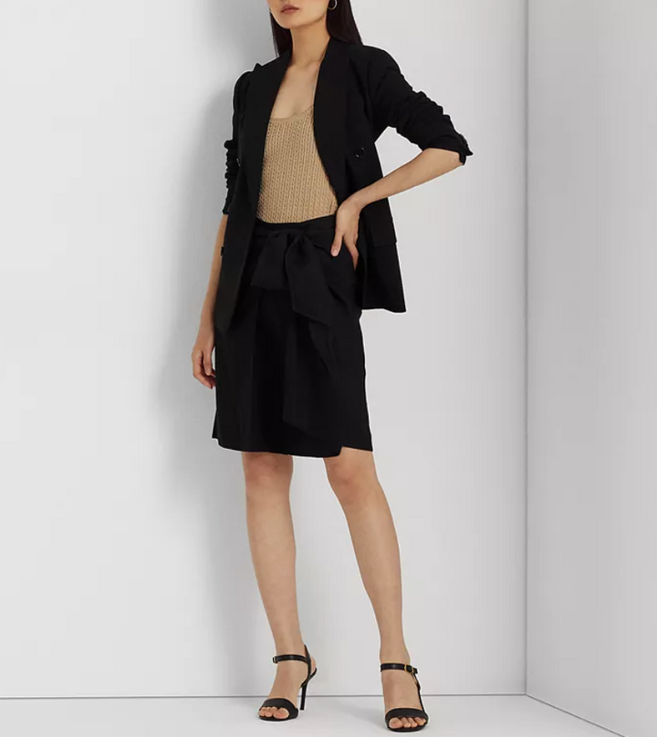 LAUREN RALPH LAUREN Tie-Front Linen-Blend Twill Shorts