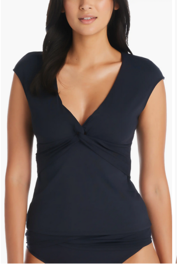 Bleu by Rod Beattie Let's Get Twisted Cap-Sleeve Tankini Top