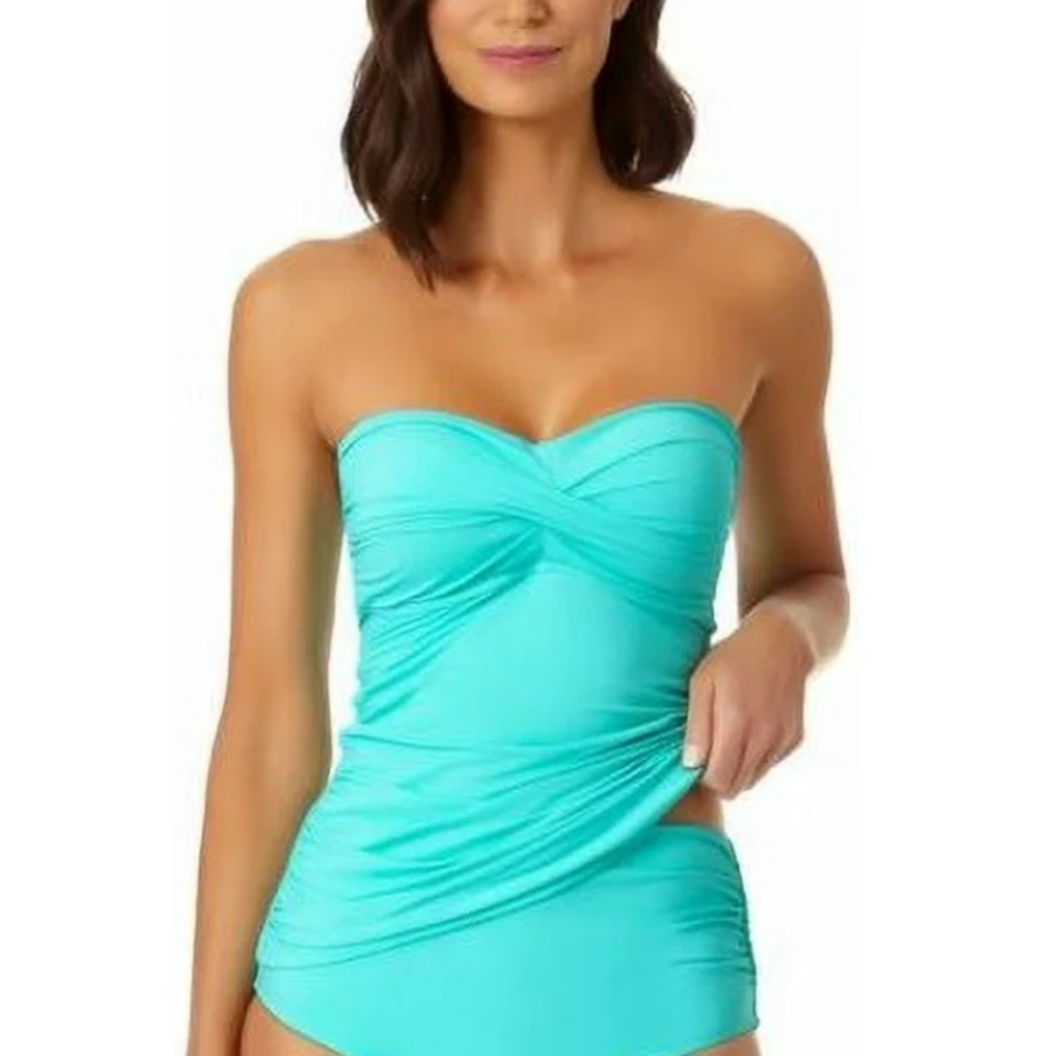 Anne Cole Twist-Front Ruched Tankini Top