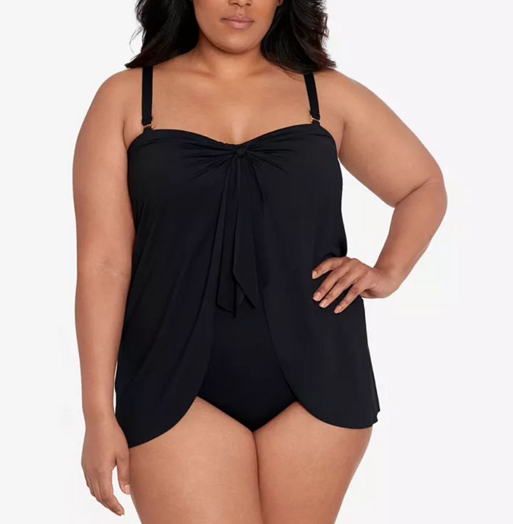 LAUREN RALPH LAUREN Plus Size Bandeau Flyaway One-Piece Swimsuit