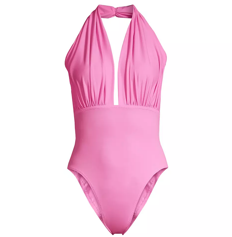Norma Kamali Mio Ruched Halter One Piece Swimsuit