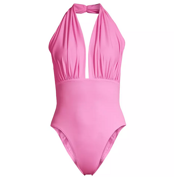 Norma Kamali Mio Ruched Halter One Piece Swimsuit