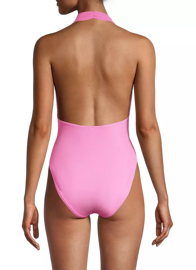 Norma Kamali Mio Ruched Halter One Piece Swimsuit