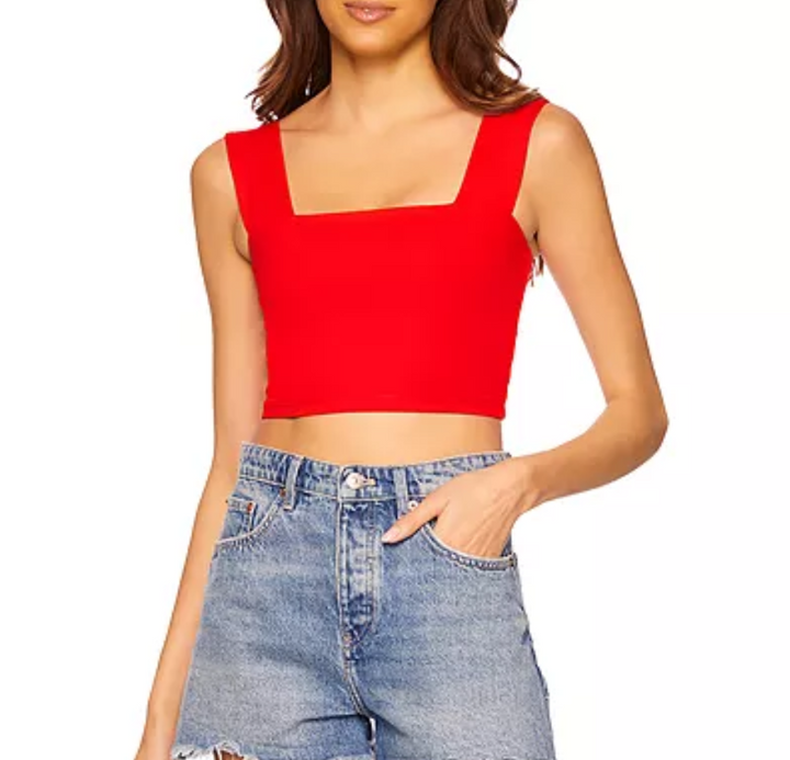 Susana Monaco Square Neck Cropped Tank Top