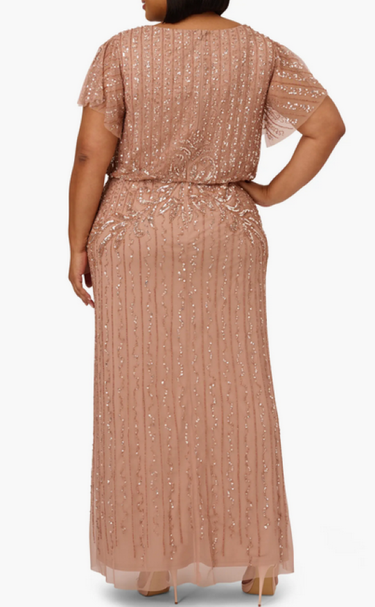 Adrianna Papell Plus Size Beaded Blouson Gown