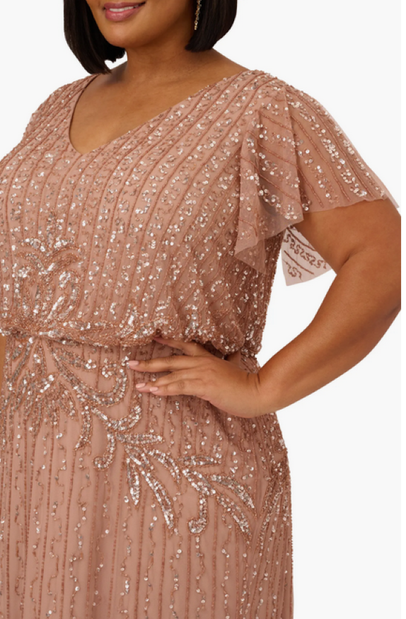 Adrianna Papell Plus Size Beaded Blouson Gown