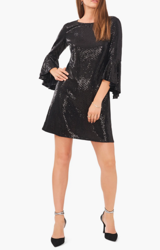 Vince Camuto Sequin Bell Sleeve Minidress