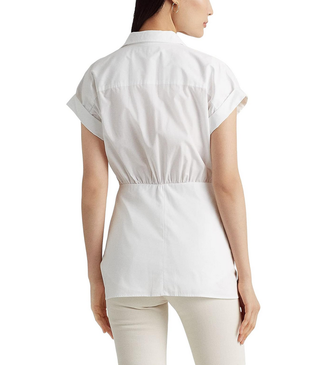LAUREN Ralph Lauren Tie Front Cotton Broadcloth Shirt