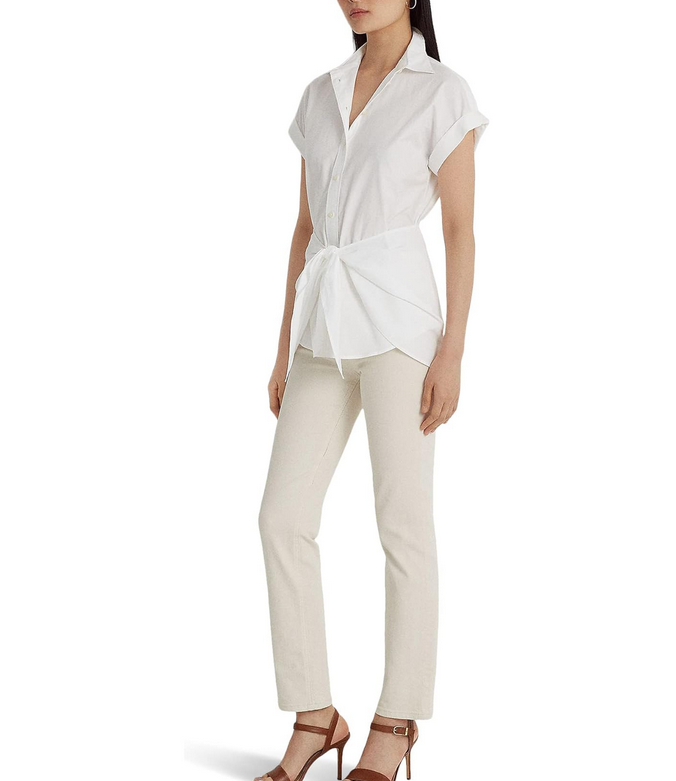 LAUREN Ralph Lauren Tie Front Cotton Broadcloth Shirt