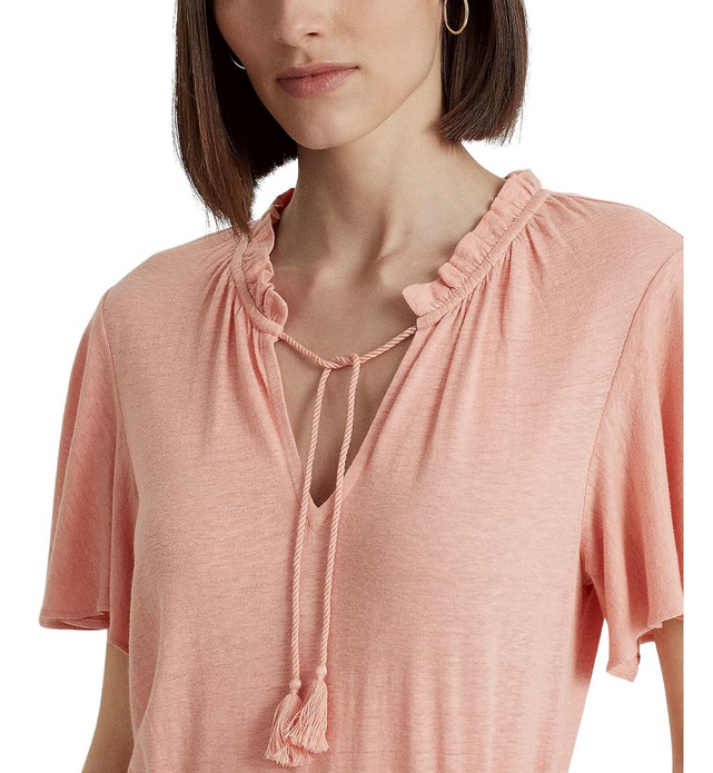 LAUREN Ralph Lauren Jersey Tie Neck Top