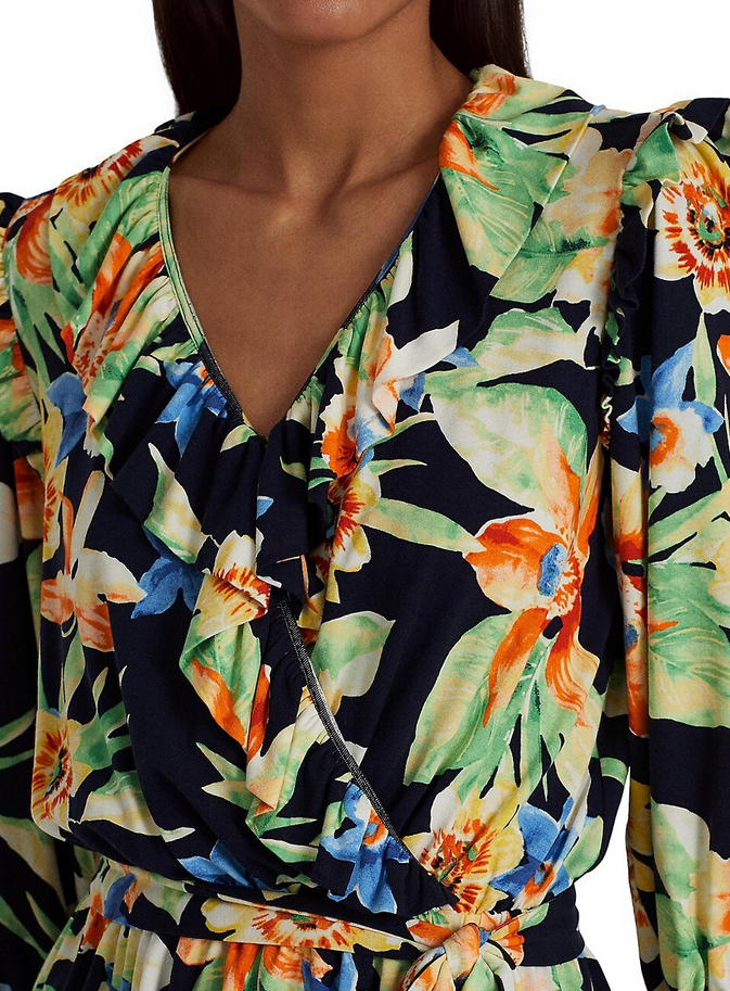 LAUREN RALPH LAUREN Floral Jersey Belted Peplum Top