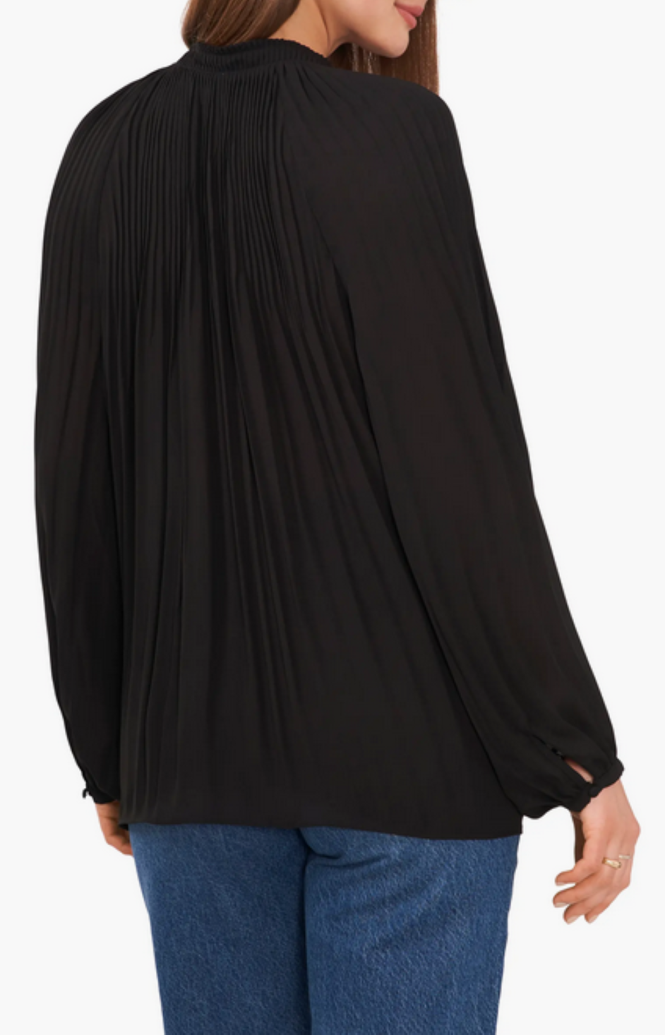 VINCE CAMUTO Pleated Mock Neck Blouse