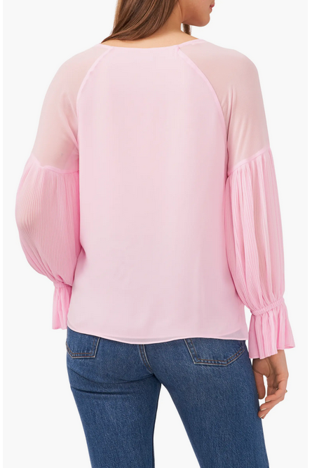 Vince Camuto Pleat Sleeve Chiffon Blouse