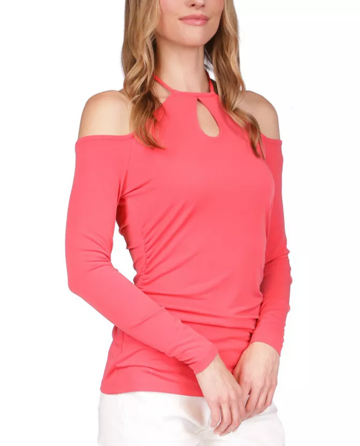 MICHAEL MICHAEL KORS Cold-Shoulder Keyhole Top