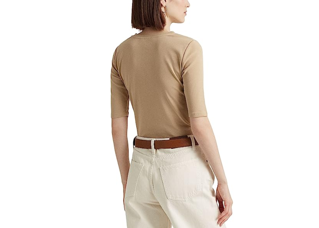 Ralph Lauren Lace-Up Stretch Cotton Tee