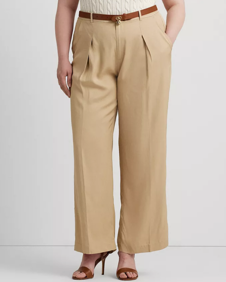 LAUREN RALPH LAUREN Plus Size High-Rise Wide-Leg Pants