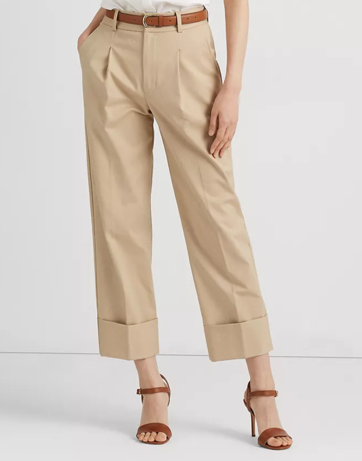 LAUREN RALPH LAUREN Double-Faced Stretch Cotton Ankle Pants