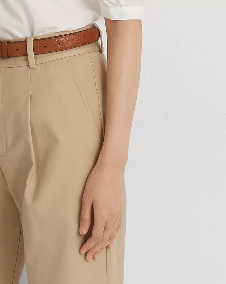 LAUREN RALPH LAUREN Double-Faced Stretch Cotton Ankle Pants