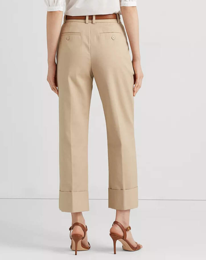 LAUREN RALPH LAUREN Double-Faced Stretch Cotton Ankle Pants