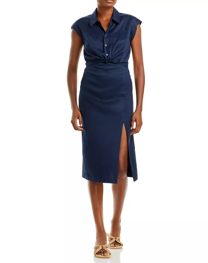 FRAME Twist Front Cap Sleeve Dress