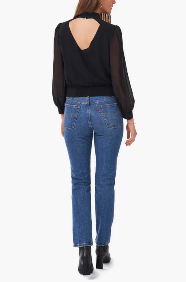 1.STATE Mock Neck Cropped Top