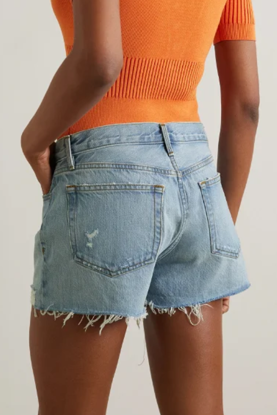 FRAME Le Brigette Distressed High Rise Cut Off Shorts