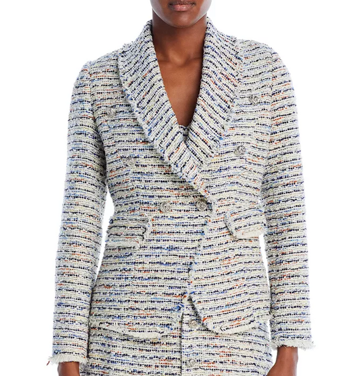 AQUA Tweed Double Breasted Blazer