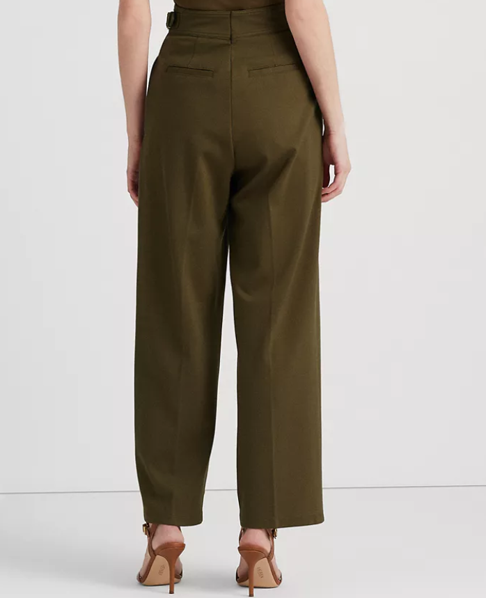 Ralph Lauren Belted Pleated Ponte Cropped Pants