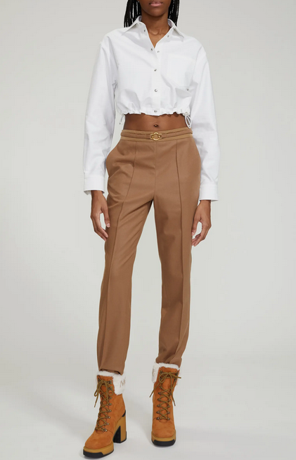 MONCLER Crop Cotton Oxford Snap-Up Shirt