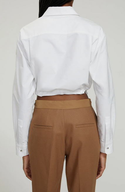 MONCLER Crop Cotton Oxford Snap-Up Shirt