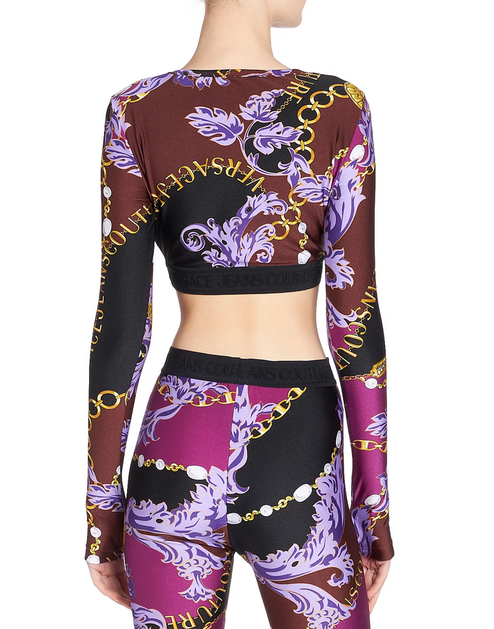 Versace Jeans Couture Chain Couture Long-Sleeve Crop Top