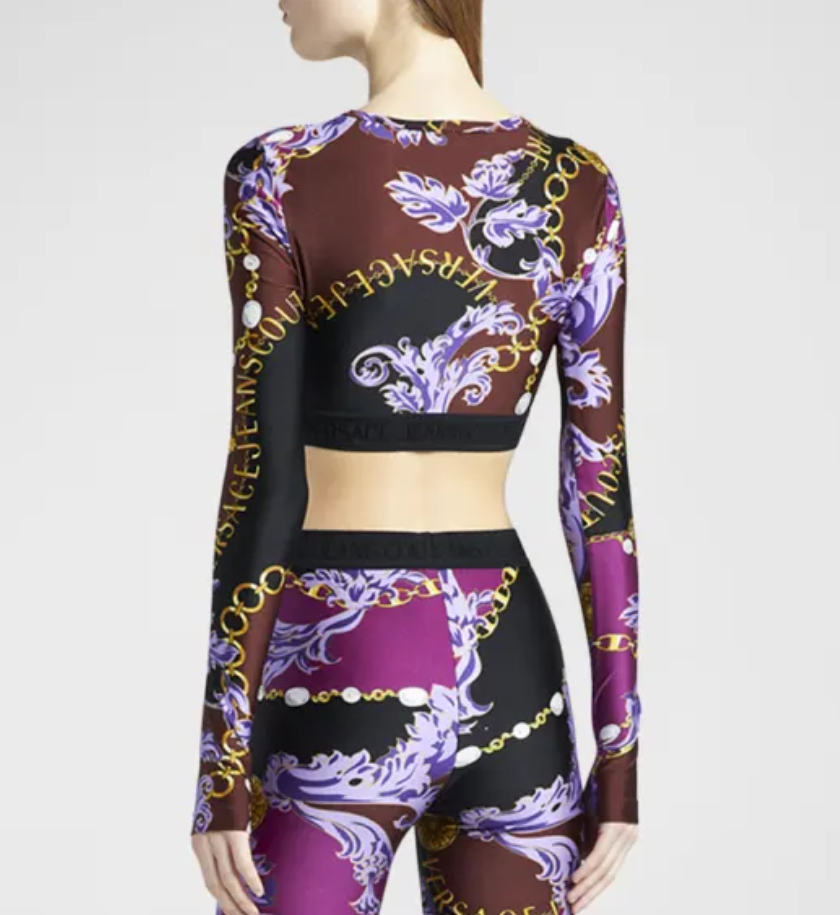 Versace Jeans Couture Chain Couture Long-Sleeve Crop Top