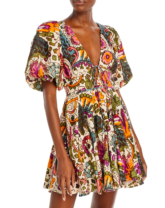 RHODE Madeline Printed V Neck Dress