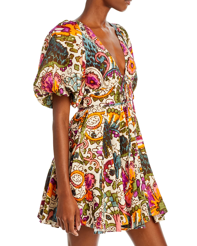 RHODE Madeline Printed V Neck Dress