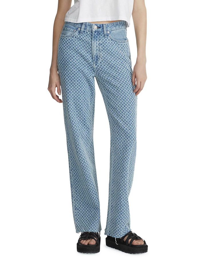 rag & bone Logan Embroidered High Rise Wide Leg Jeans