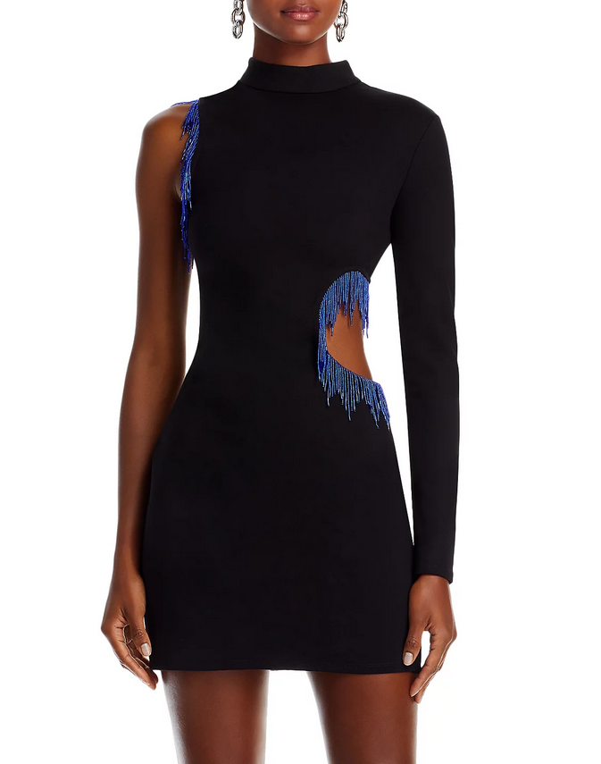 STAUD Kirsten Beaded Mini Dress