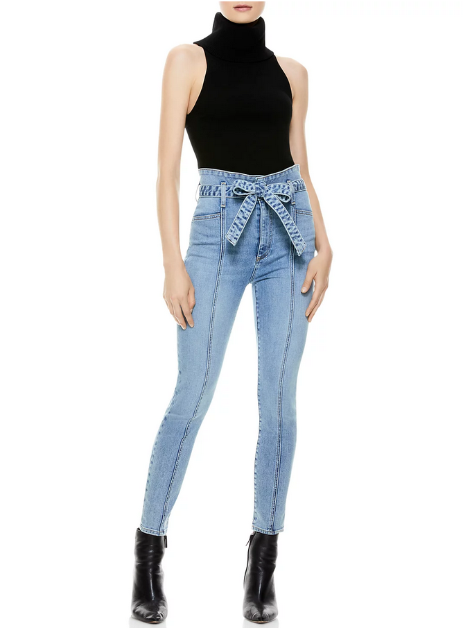 Alice and Olivia Good Belted Skinny Ankle Jeans