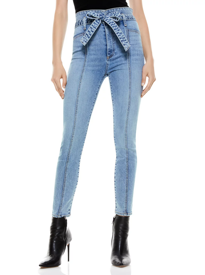 Alice and Olivia Good Belted Skinny Ankle Jeans