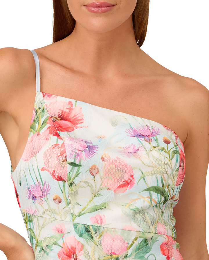 Liv Foster Floral Print One Shoulder Midi Dress