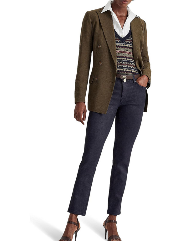 LAUREN Ralph Lauren Coated Mid-Rise Straight Ankle Jeans